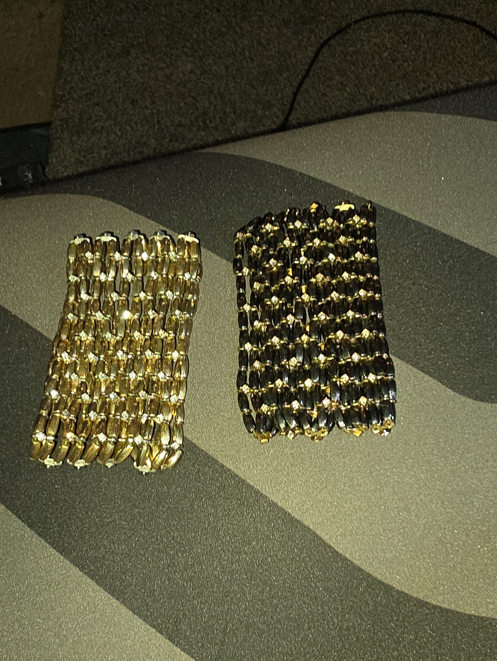Gold and Black Beaded Stretch Bracelet Set - Women Jewelry